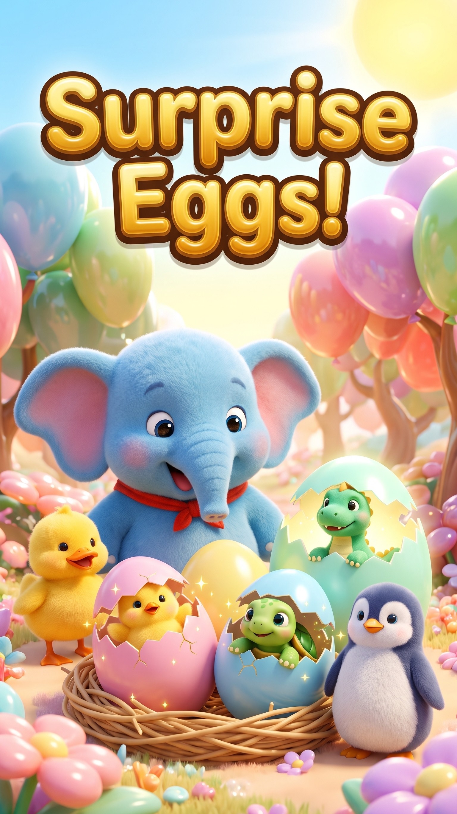 Surprise Eggs!: Bobo the baby blue elephant in his colorful animated world