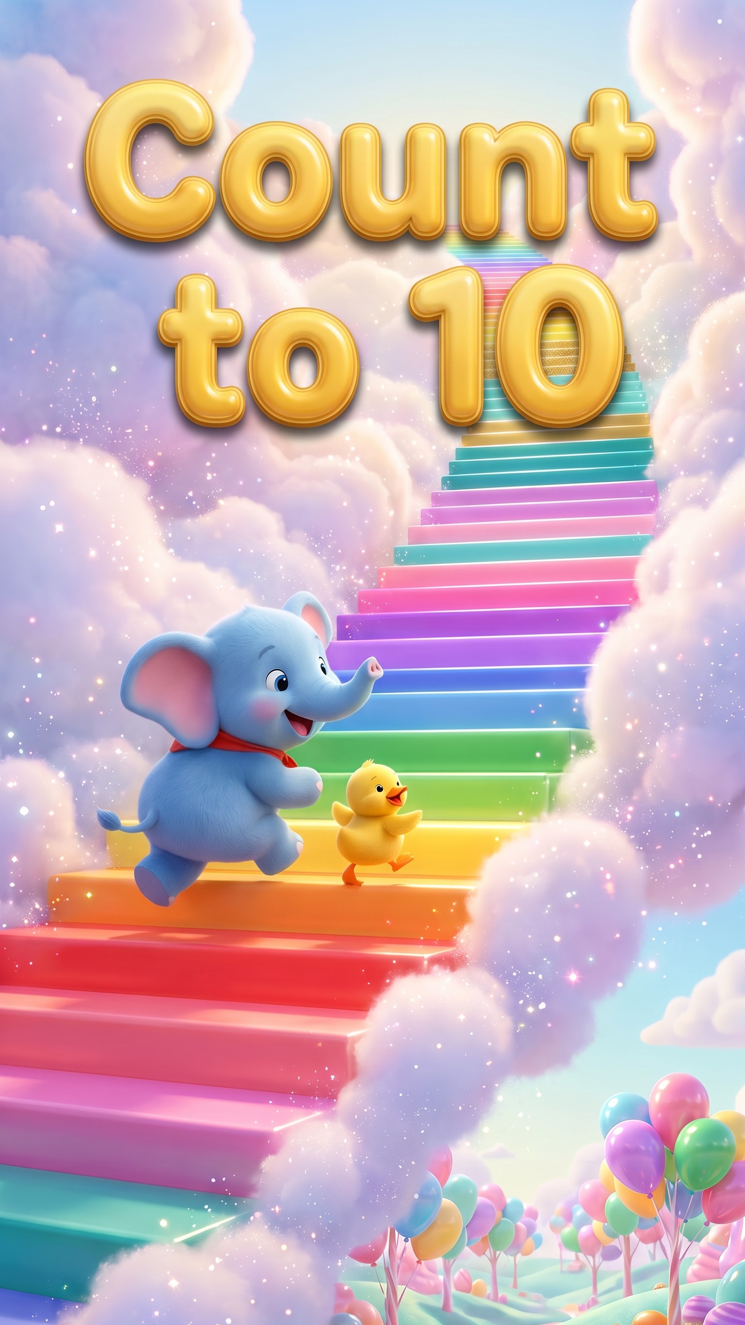 Count to 10: Bobo the baby blue elephant in his colorful animated world
